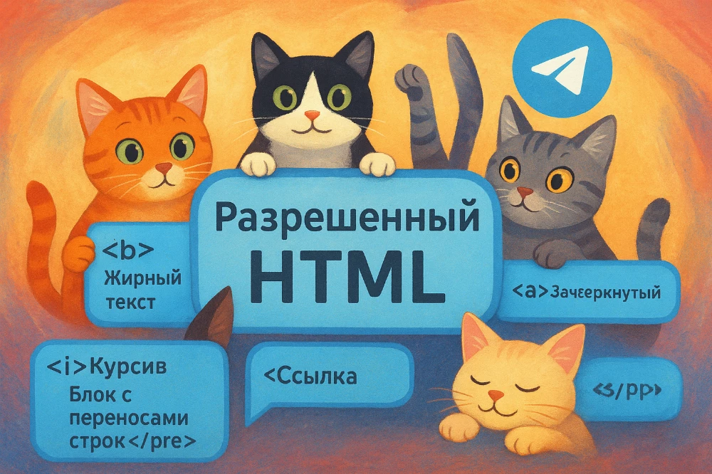 Какие HTML-теги поддерживаются в сообщениях Telegram-бота и как правильно использовать переносы строк.
